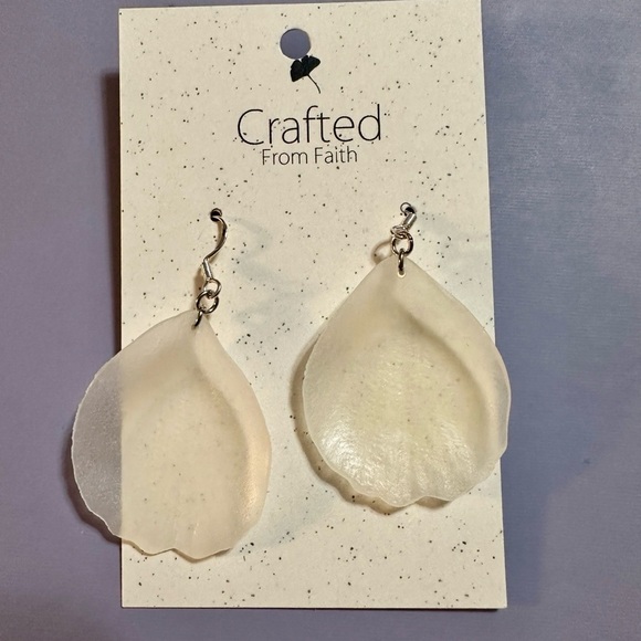 Crafted From Faith Jewelry - Crafted From Faith NWT White/Cream Rose Petal Dangle Earrings